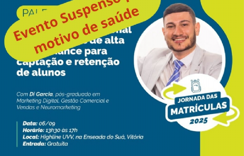 Imagem de Atenção!! Evento Marketing Educacional Suspenso por motivo de Saúde.